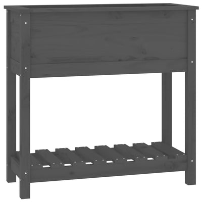 Planteur Vidaxl avec étagère 82.5x34.5x81 cm en pin massif gris gris