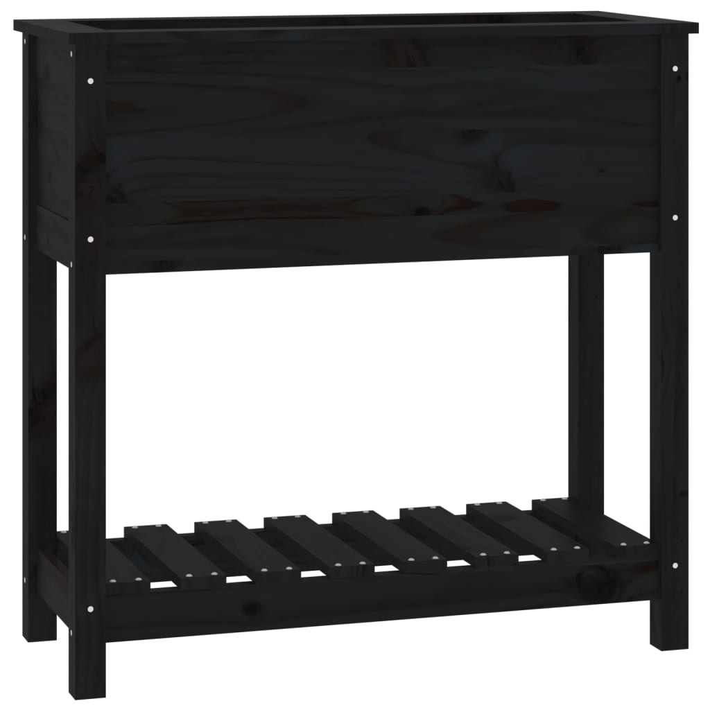 Planteur Vidaxl avec étagère 82.5x34.5x81 cm en pin solide noir