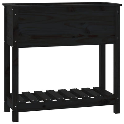 Planteur Vidaxl avec étagère 82.5x34.5x81 cm en pin solide noir