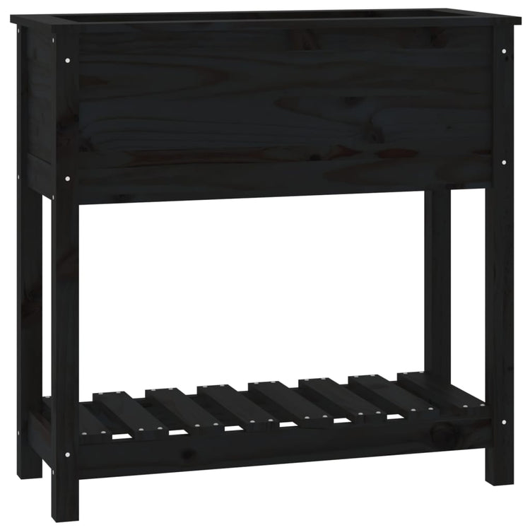 Planteur Vidaxl avec étagère 82.5x34.5x81 cm en pin solide noir