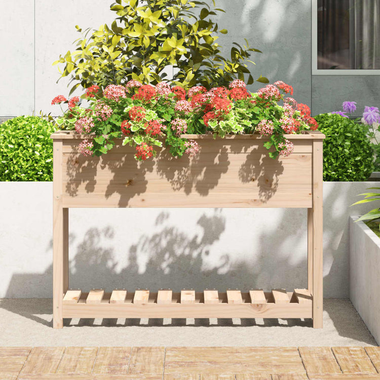 Planteur Vidaxl avec étagère 111.5x34.5x81 cm Pine solide