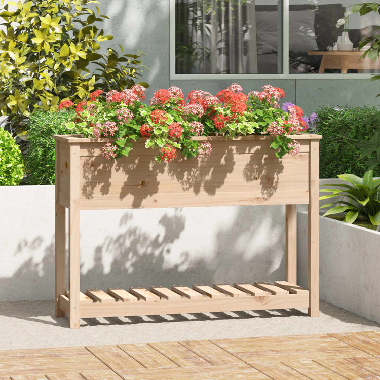 Planteur Vidaxl avec étagère 111.5x34.5x81 cm Pine solide