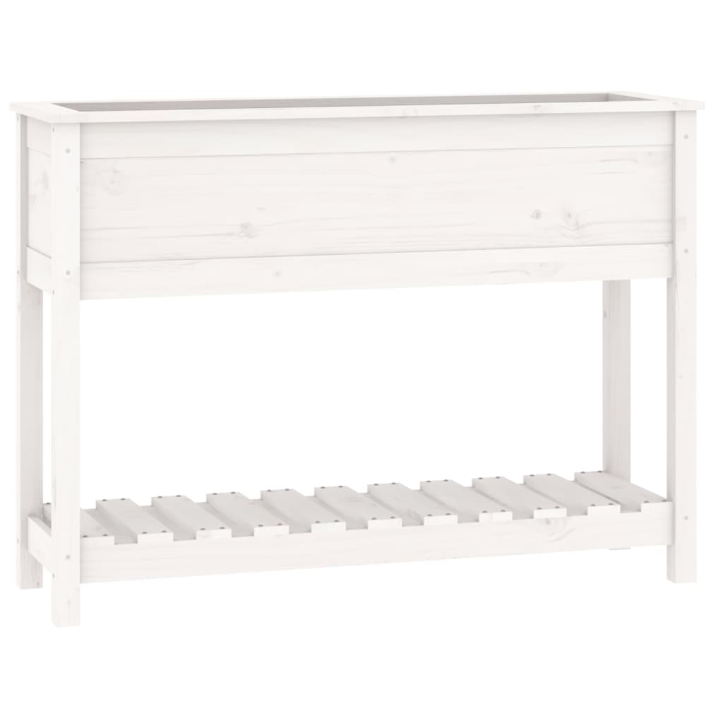 Planteur vidaxl avec étagère 111.5x34.5x81 cm en pin massif blanc