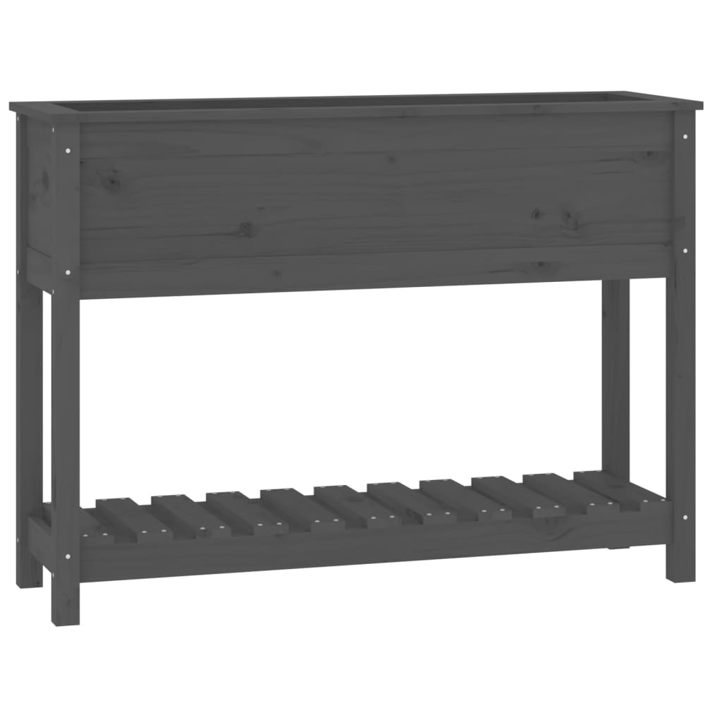 Planteur Vidaxl avec étagère 111.5x34.5x81 cm en pin massif gris gris