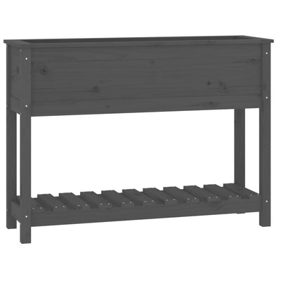 Planteur Vidaxl avec étagère 111.5x34.5x81 cm en pin massif gris gris