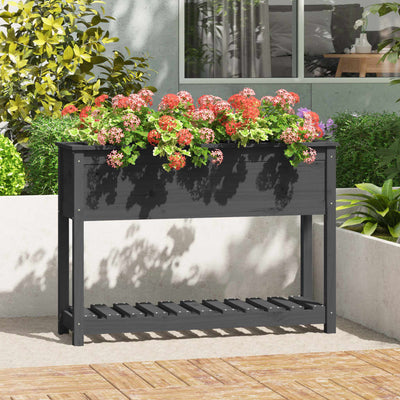 Planteur Vidaxl avec étagère 111.5x34.5x81 cm en pin massif gris gris