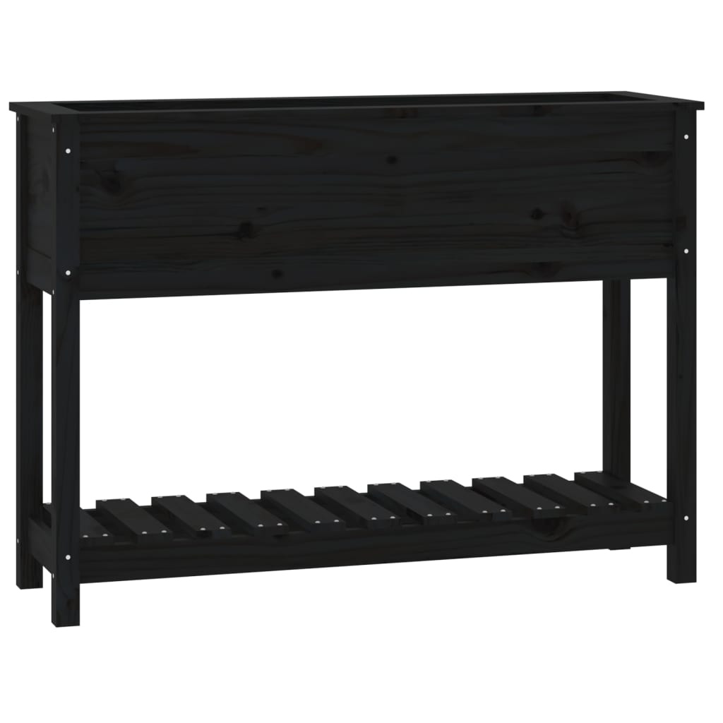 Planteur vidaxl avec étagère 111.5x34.5x81 cm en pin solide noir