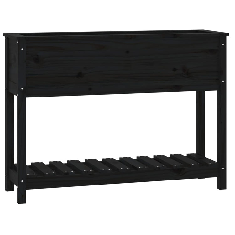 Planteur vidaxl avec étagère 111.5x34.5x81 cm en pin solide noir
