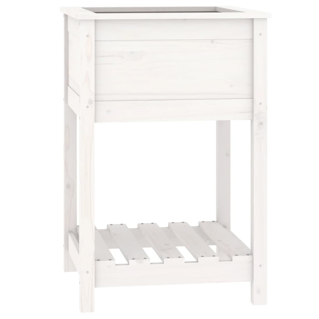 Planteur vidaxl avec étagère 54x54x81 cm en pin solide blanc