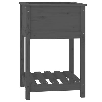 Planteur vidaxl avec étagère 54x54x81 cm en pin solide gris