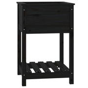 Planteur vidaxl avec étagère 54x54x81 cm en pin solide noir - afbeelding 2