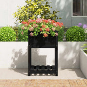 Planteur vidaxl avec étagère 54x54x81 cm en pin solide noir - afbeelding 3