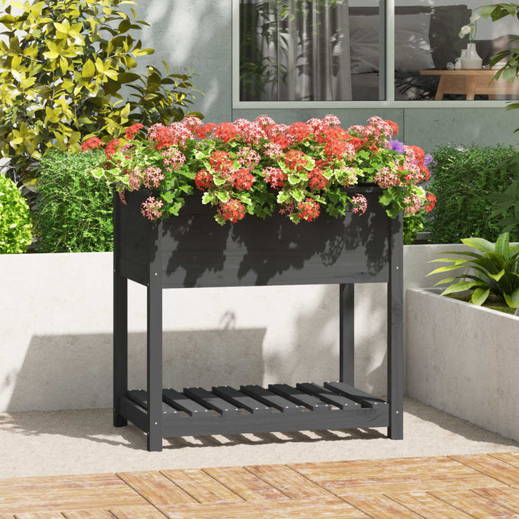 Planteur Vidaxl avec étagère 82,5x54x81 cm en pin gris gris