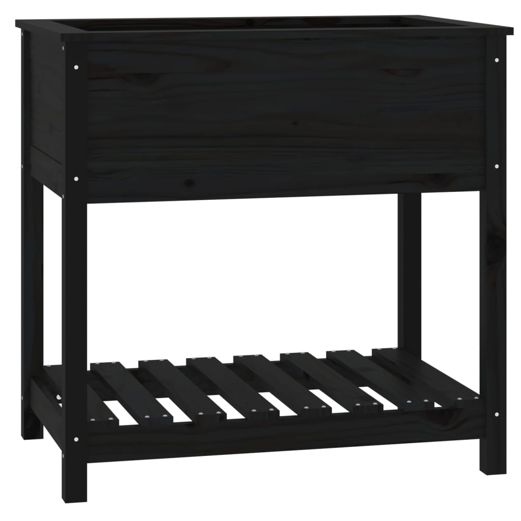 Planteur vidaxl avec étagère 82,5x54x81 cm en pin solide noir