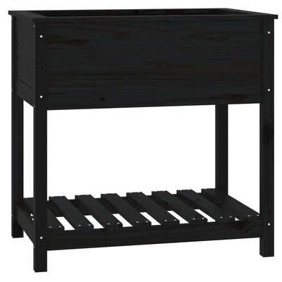 Planteur vidaxl avec étagère 82,5x54x81 cm en pin solide noir
