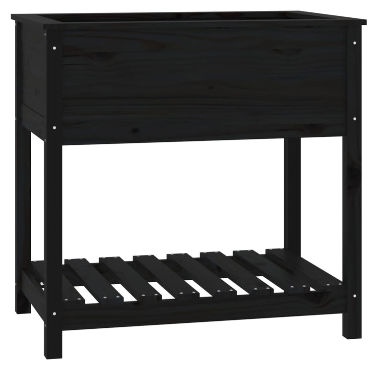 Planteur vidaxl avec étagère 82,5x54x81 cm en pin solide noir