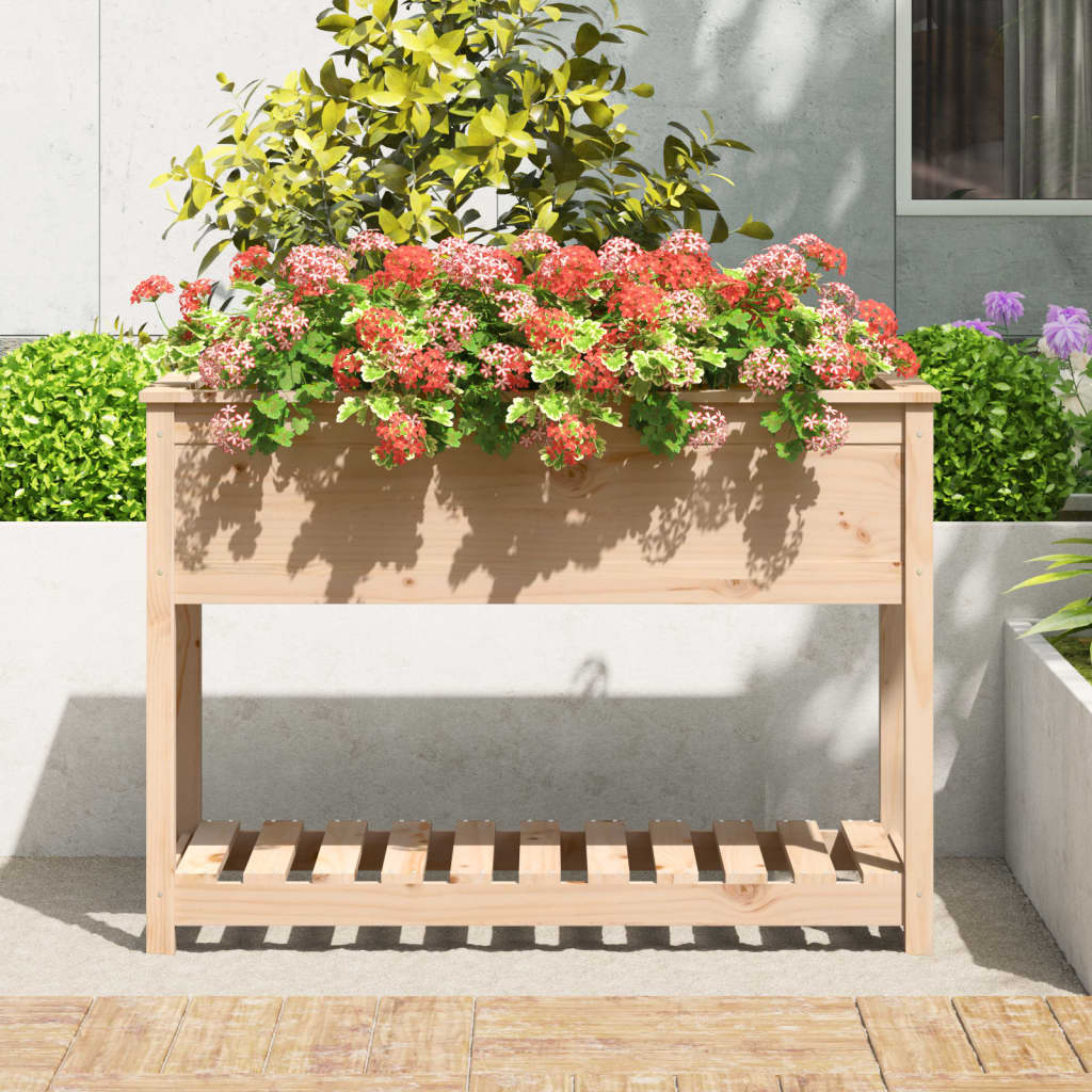 Planteur Vidaxl avec étagère 111.5x54x81 cm Pine solide