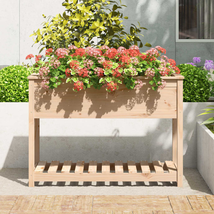 Planteur Vidaxl avec étagère 111.5x54x81 cm Pine solide