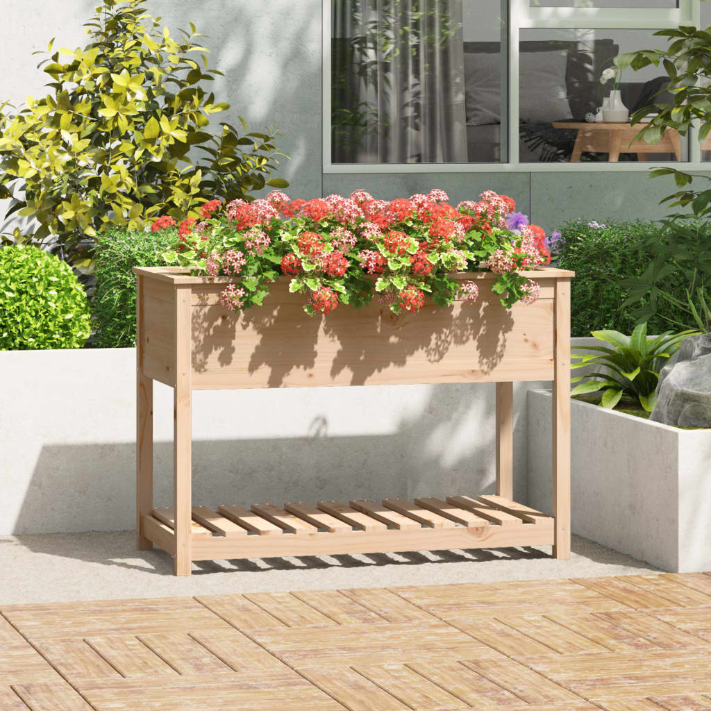 Planteur Vidaxl avec étagère 111.5x54x81 cm Pine solide