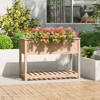 Planteur Vidaxl avec étagère 111.5x54x81 cm Pine solide