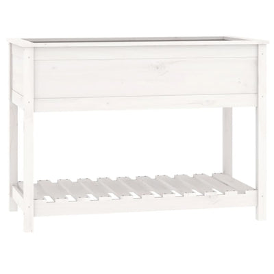 Planteur vidaxl avec étagère 111.5x54x81 cm en pin massif blanc