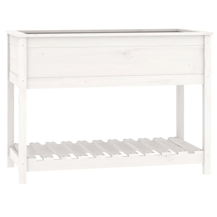 Planteur vidaxl avec étagère 111.5x54x81 cm en pin massif blanc