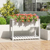 Planteur vidaxl avec étagère 111.5x54x81 cm en pin massif blanc