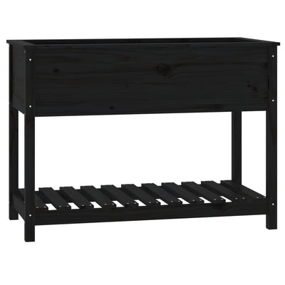 Planteur vidaxl avec étagère 111.5x54x81 cm en pin solide noir