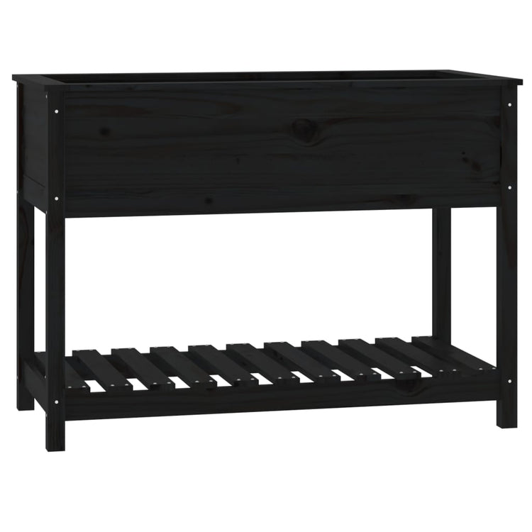 Planteur vidaxl avec étagère 111.5x54x81 cm en pin solide noir