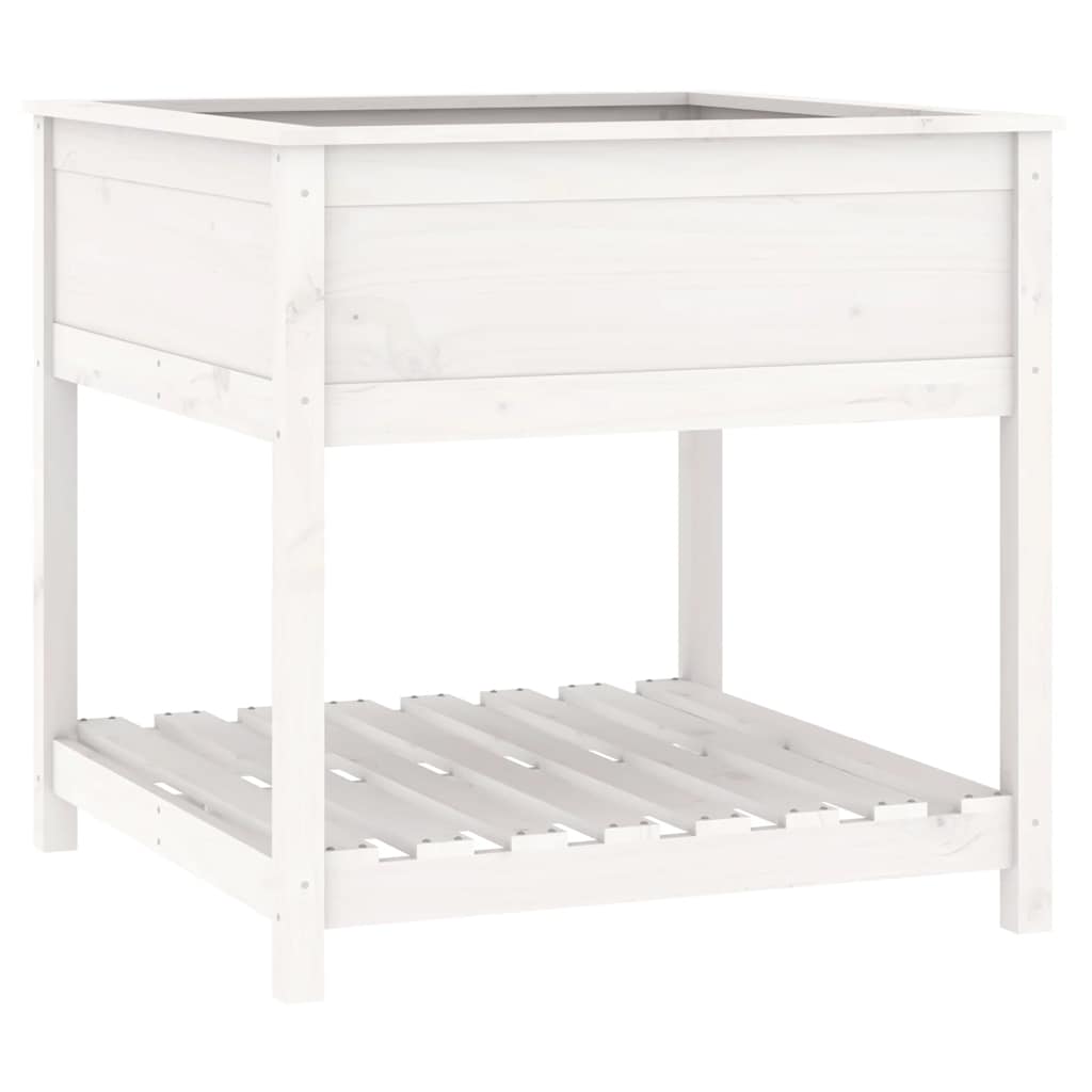 Planteur vidaxl avec étagère 82.5x82.5x81 cm en pin massif blanc