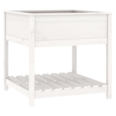 Planteur vidaxl avec étagère 82.5x82.5x81 cm en pin massif blanc