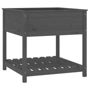 Planteur Vidaxl avec étagère 82.5x82.5x81 cm en pin massif gris gris - afbeelding 2