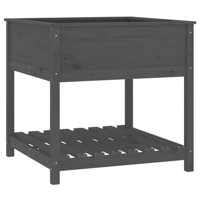 Planteur Vidaxl avec étagère 82.5x82.5x81 cm en pin massif gris gris