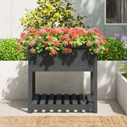 Planteur Vidaxl avec étagère 82.5x82.5x81 cm en pin massif gris gris - afbeelding 3