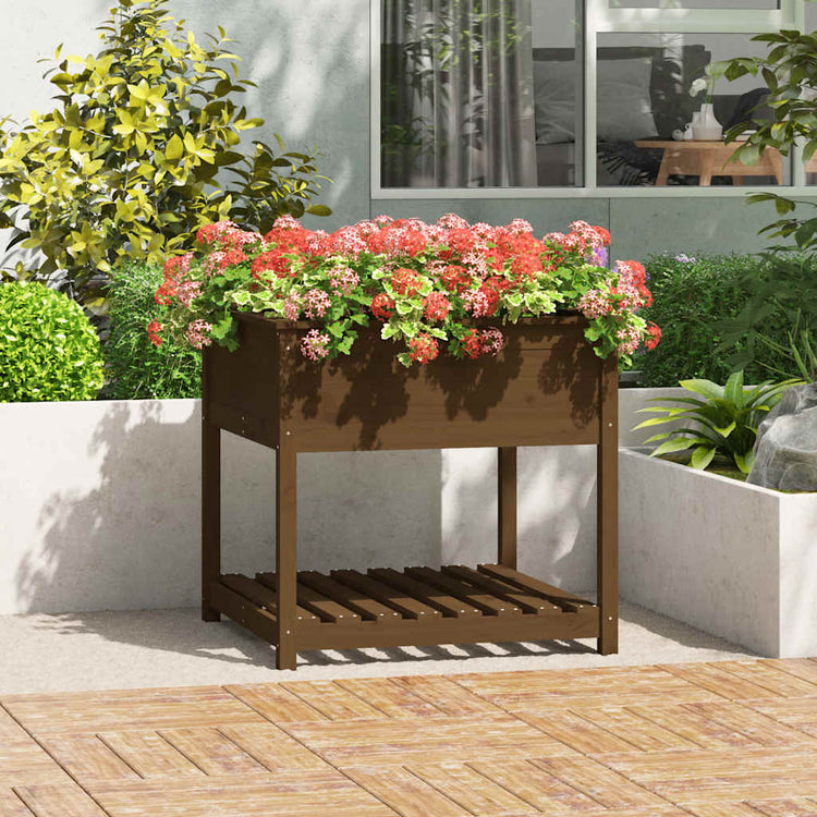 Planteur vidaxl avec étagère 82.5x82.5x81 cm