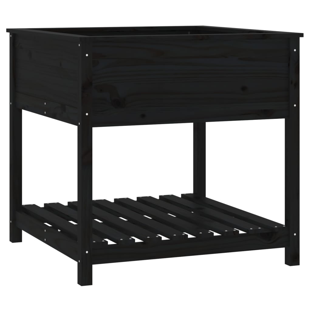 Planteur vidaxl avec étagère 82.5x82.5x81 cm en pin solide noir