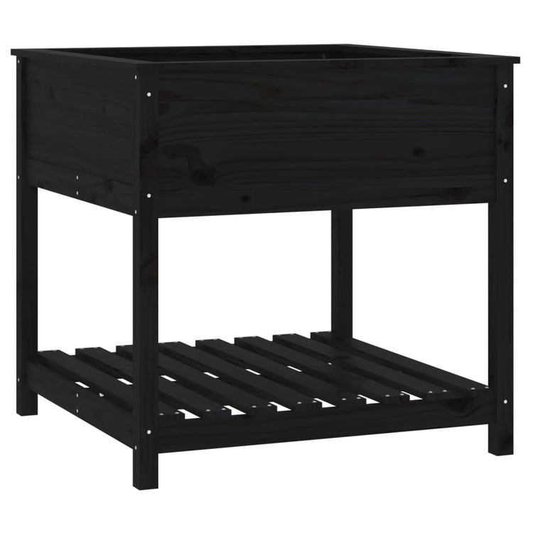 Planteur vidaxl avec étagère 82.5x82.5x81 cm en pin solide noir