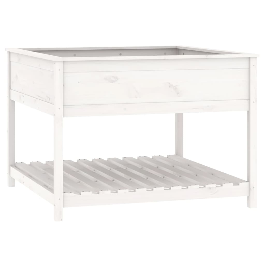 Planteur vidaxl avec étagère 111.5x111.5x81 cm en pin solide blanc