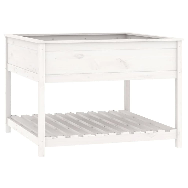 Planteur vidaxl avec étagère 111.5x111.5x81 cm en pin solide blanc
