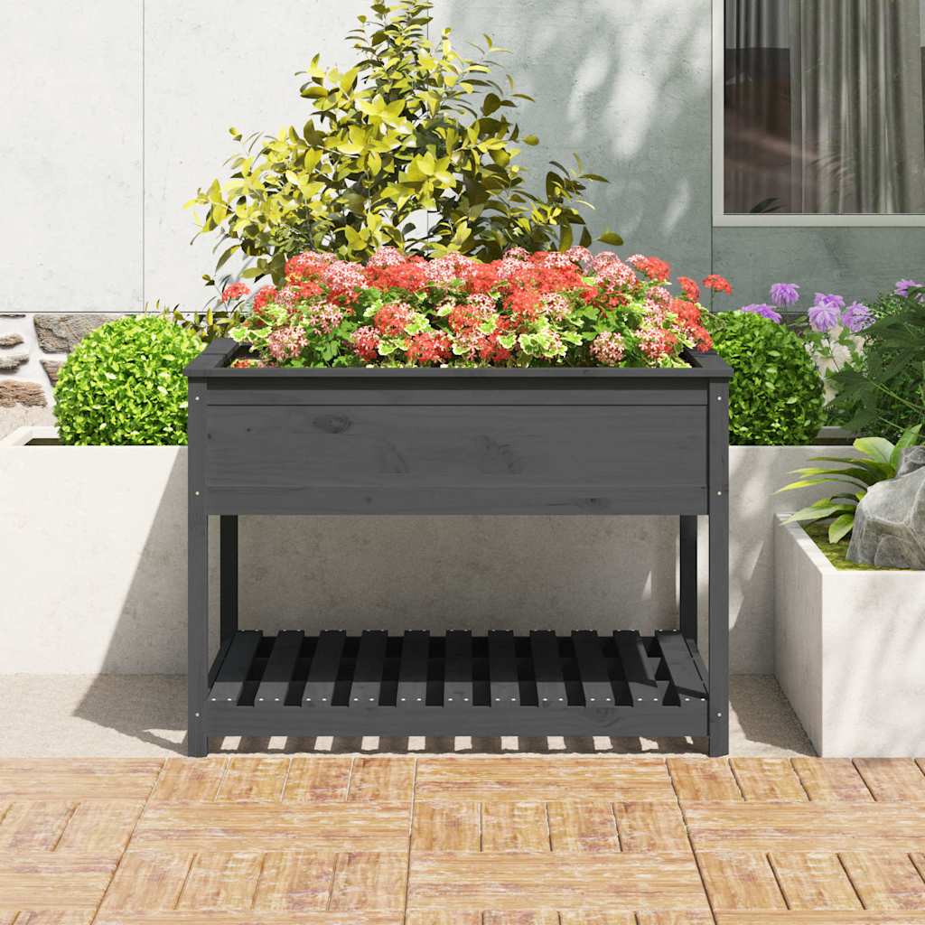 Planteur Vidaxl avec étagère 111.5x111.5x81 cm en pin solide gris
