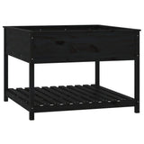 Planteur vidaxl avec étagère 111.5x111.5x81 cm de pin solide noir - afbeelding 2