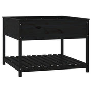 Planteur vidaxl avec étagère 111.5x111.5x81 cm de pin solide noir - afbeelding 2