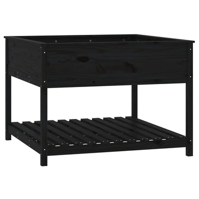 Planteur vidaxl avec étagère 111.5x111.5x81 cm de pin solide noir