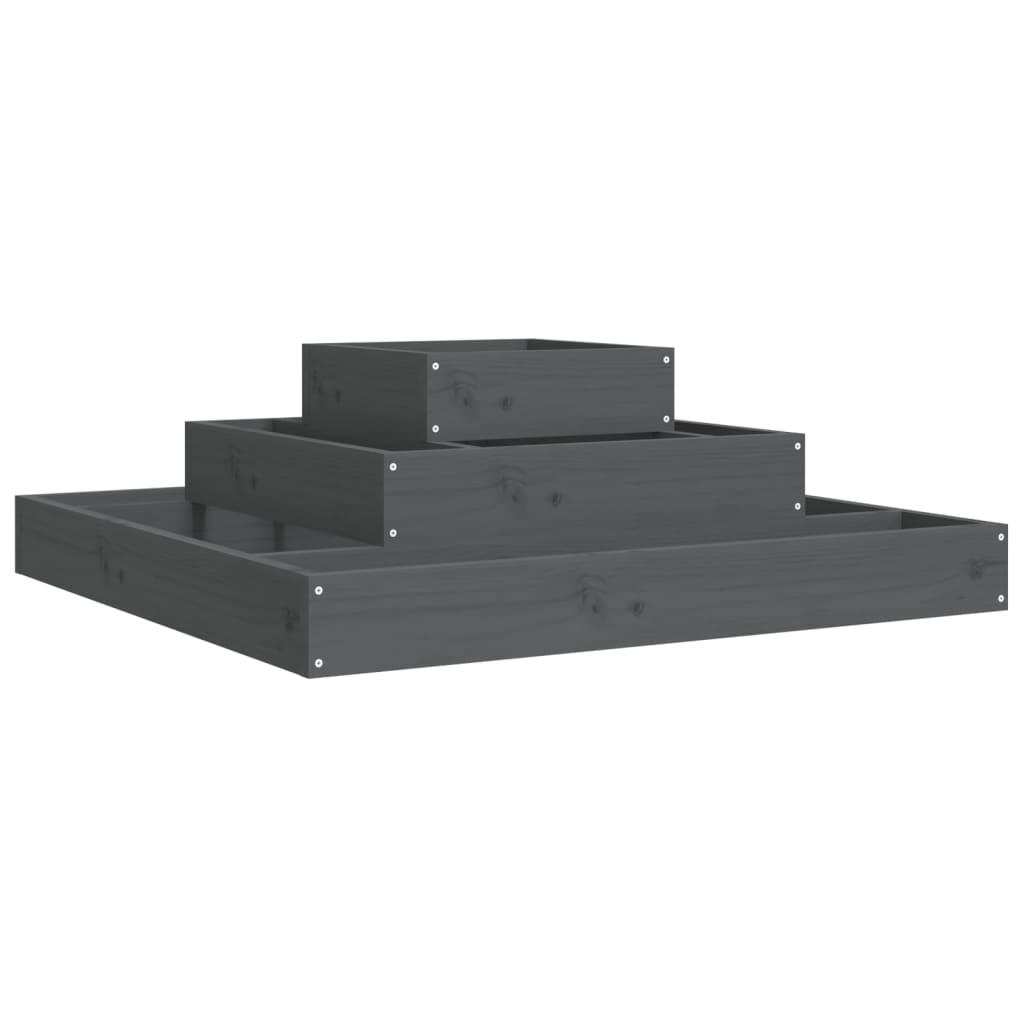 Boîte de planification de Vidaxl 80x80x27 cm Gray de pin solide
