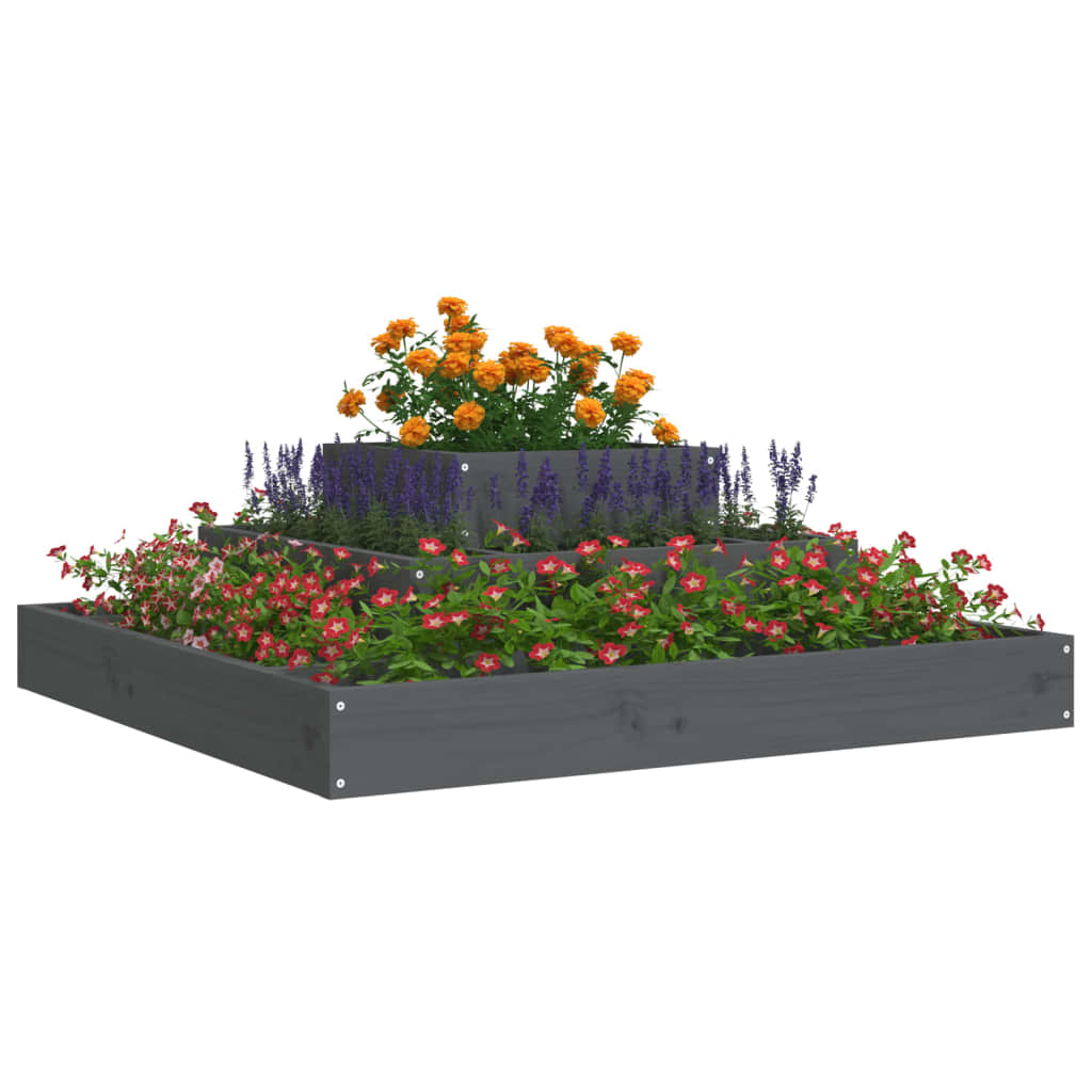 Boîte de planification de Vidaxl 80x80x27 cm Gray de pin solide