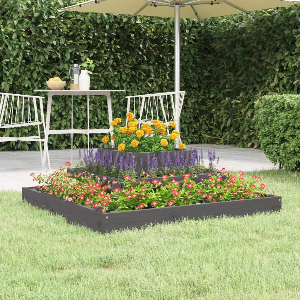 Boîte de planification de Vidaxl 80x80x27 cm Gray de pin solide