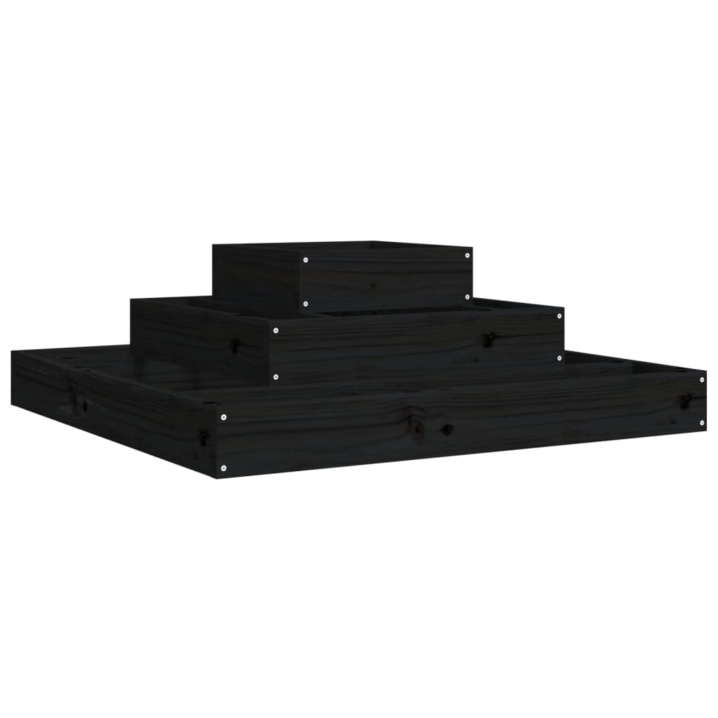 Boîte de planification Vidaxl 80x80x27 cm en pin solide noir