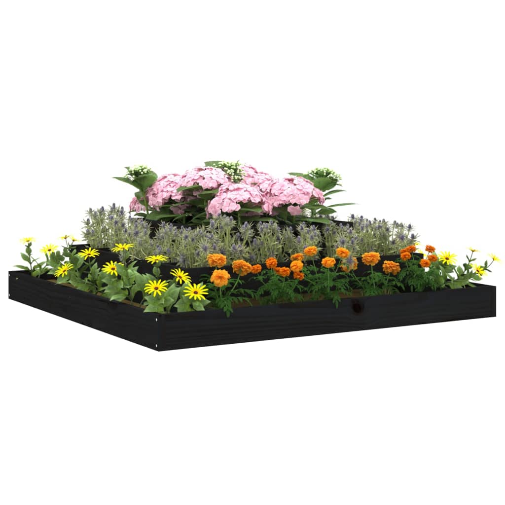 Vidaxl jardinière gros 110x110x27 cm pin solide noir