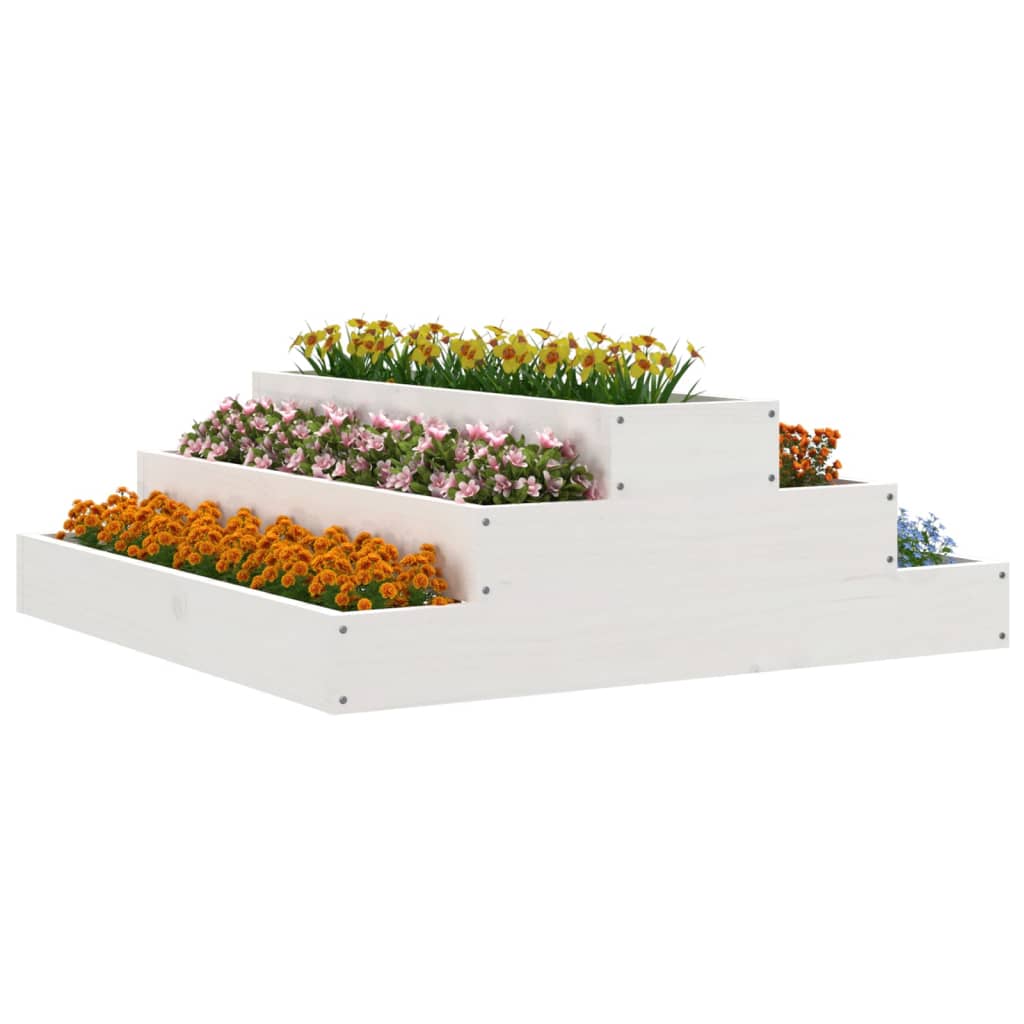Boîte de planification Vidaxl 80x80x27 cm Pine solide blanc