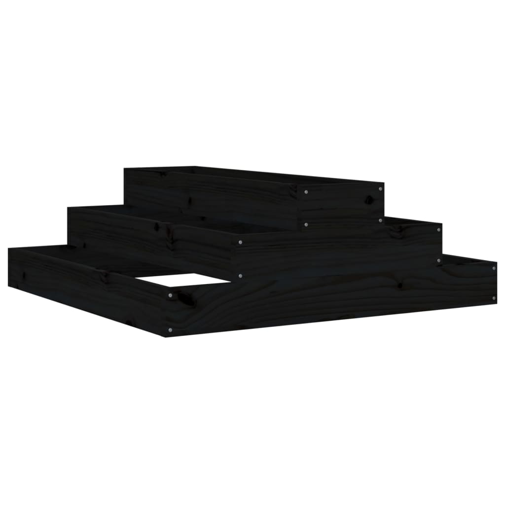 Boîte de planification Vidaxl 80x80x27 cm en pin solide noir